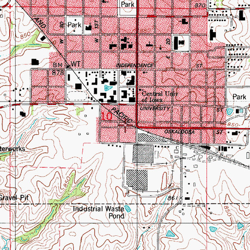 Topographic Map of South Park, IA