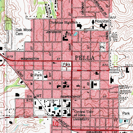 Topographic Map of Central Park, IA