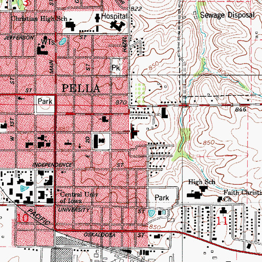 Topographic Map of Pella Christian Grade School, IA