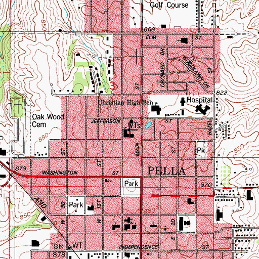 Topographic Map of Lincoln Elementary School, IA