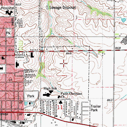 Topographic Map of Pella Middle School, IA