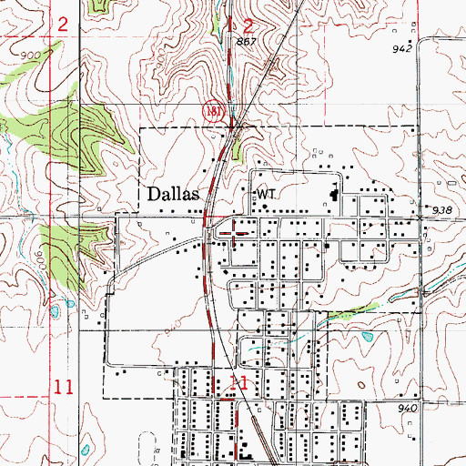 Topographic Map of Dallas Post Office, IA