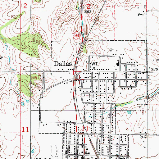 Topographic Map of Dallas Christian Church, IA