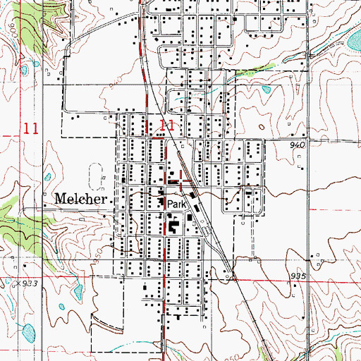 Topographic Map of Melcher-Dallas Fire and Rescue Department, IA