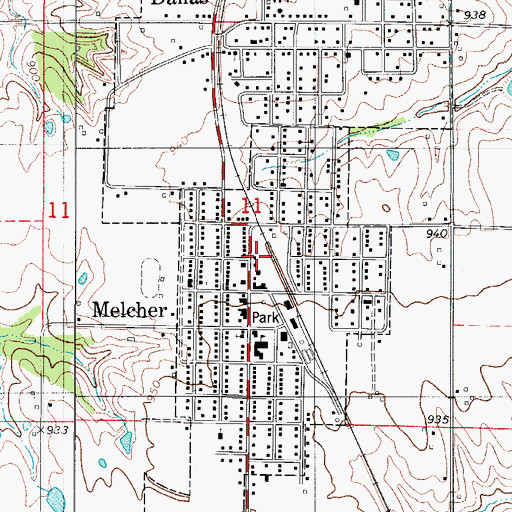 Topographic Map of Melcher-Dallas City Hall, IA