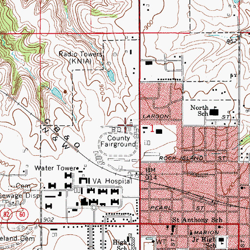Topographic Map of National Sprint Car Hall of Fame and Museum, IA