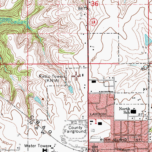 Topographic Map of RV's Full Facility Camp Grounds, IA