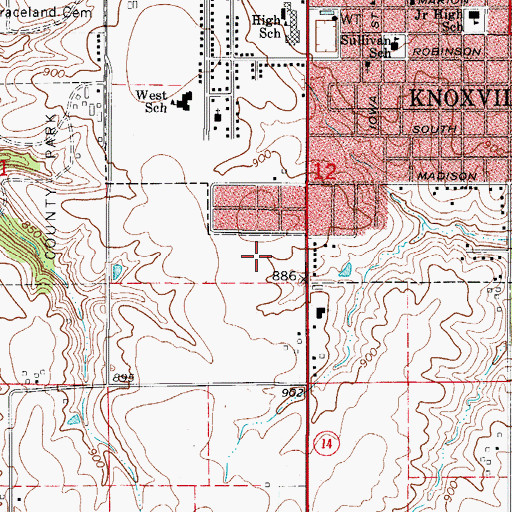 Topographic Map of Knoxville Hospital, IA