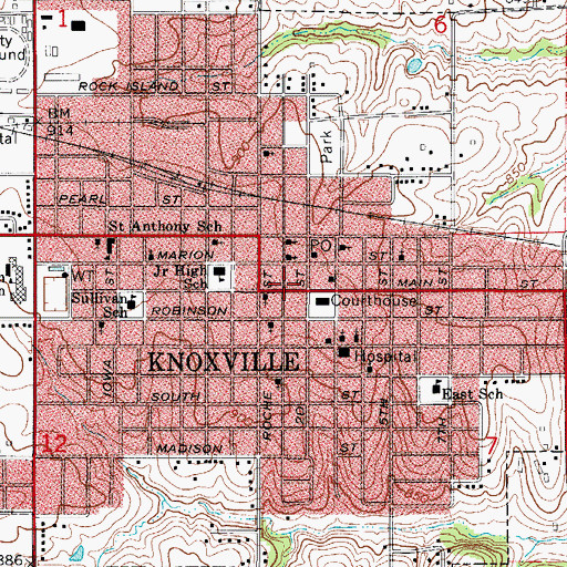 Topographic Map of Knoxville Chiropractic Clinic, IA