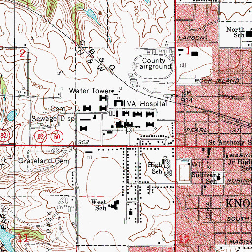 Topographic Map of Veterans Administration Medical Center Library, IA