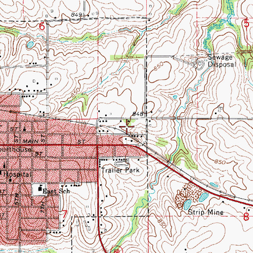 Topographic Map of Four Square Church, IA