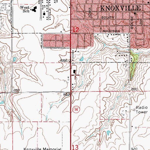 Topographic Map of Wheel Estates Mobile Home Park, IA