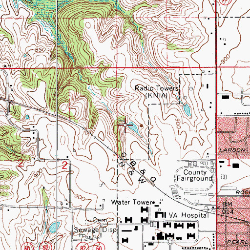 Topographic Map of Edwards City Park, IA