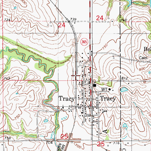 Topographic Map of Tracy, IA