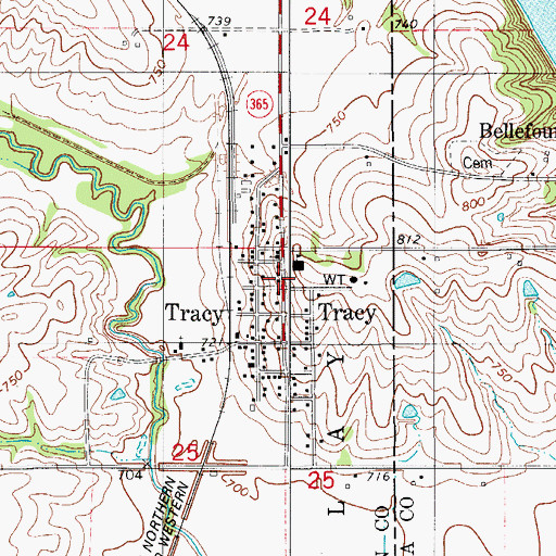 Topographic Map of Tracy United Methodist Church, IA