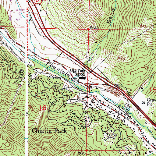 Topographic Map of Ute Pass Elementary School, CO
