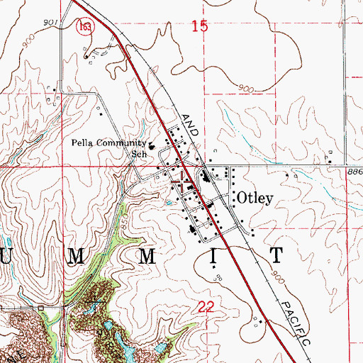 Topographic Map of Otley Post Office, IA