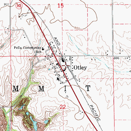 Topographic Map of Otley, IA
