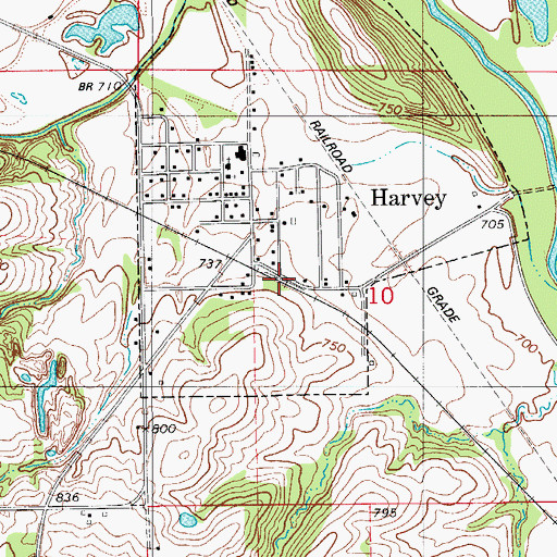 Topographic Map of Harvey, IA