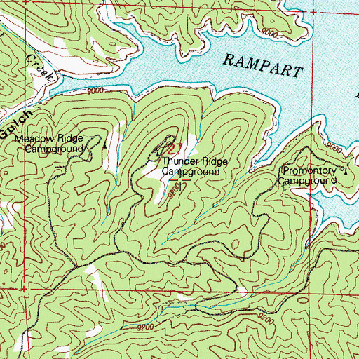 Topographic Map of Rampart Reservoir Recreation Area, CO