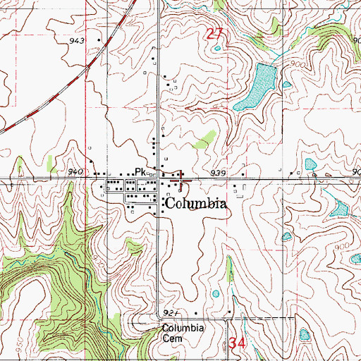 Topographic Map of Columbia Methodist Church, IA