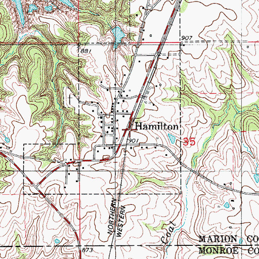 Topographic Map of Hamilton Post Office, IA