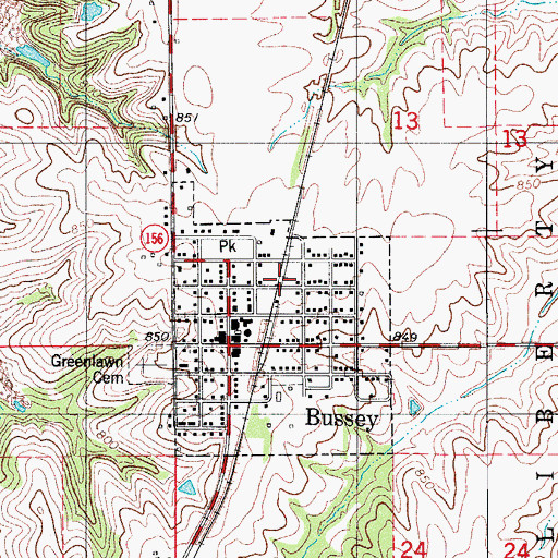 Topographic Map of Bussey, IA