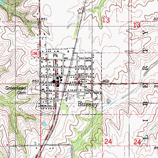 Topographic Map of Bussey Community Library, IA