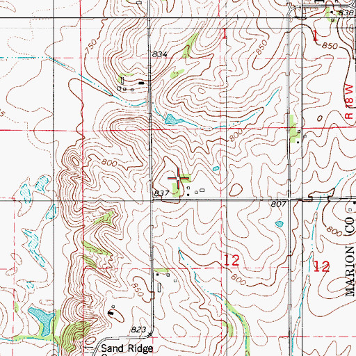Topographic Map of Parsons Cemetery, IA