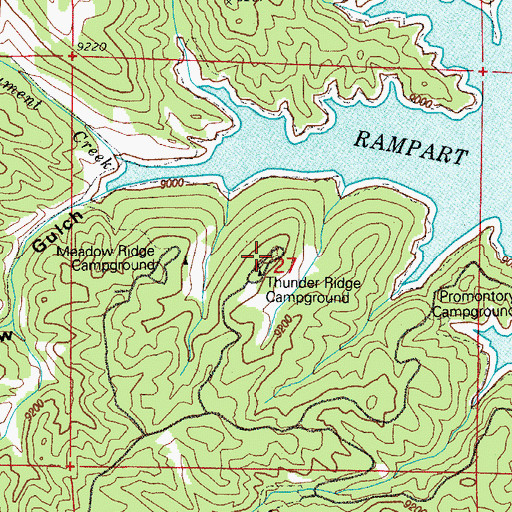 Topographic Map of Thunder Ridge Campground, CO