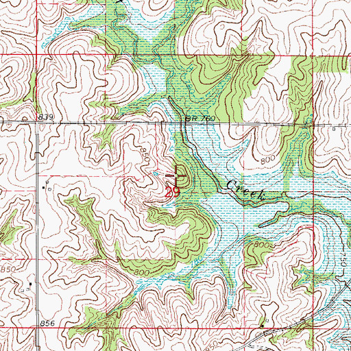 Topographic Map of Burkhalter Cemetery, IA
