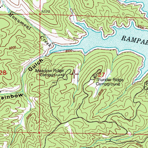 Topographic Map of Meadow Ridge Campground, CO