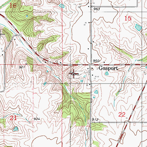 Topographic Map of Gosport Cemetery, IA