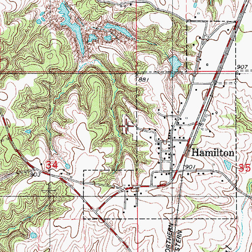 Topographic Map of Hamilton Cemetery, IA