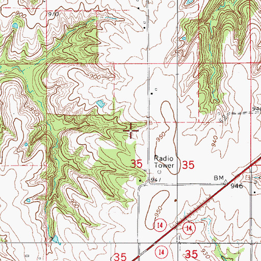 Topographic Map of Finarty Cemetery, IA