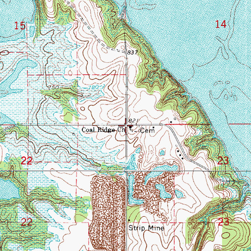 Topographic Map of Coal Ridge Cemetery, IA
