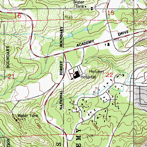 Topographic Map of United States Air Force Academy Hospital, CO