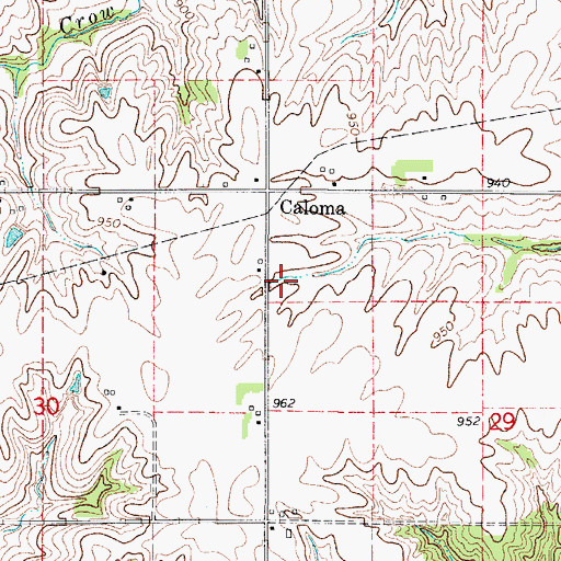 Topographic Map of Coloma Cemetery, IA