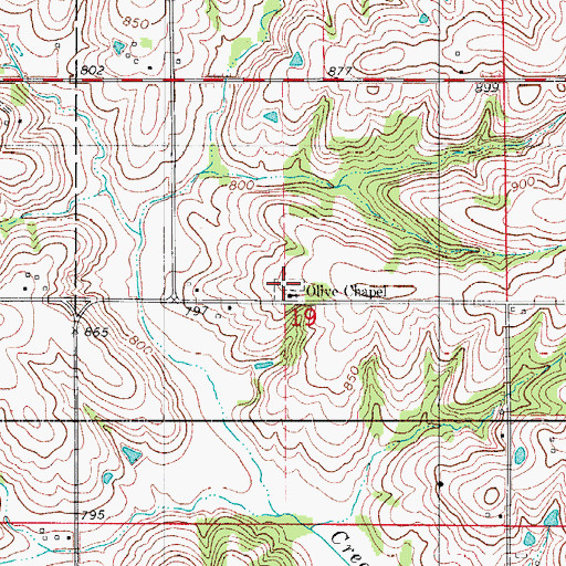 Topographic Map of Olive Chapel Cemetery, IA