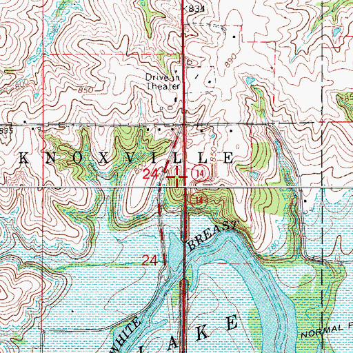 Topographic Map of The Dragoon Trail in Marion County Historical Marker, IA