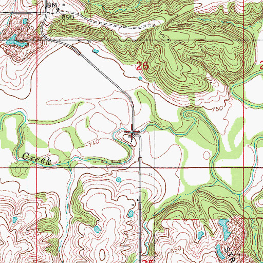 Topographic Map of Hammond Bridge, IA