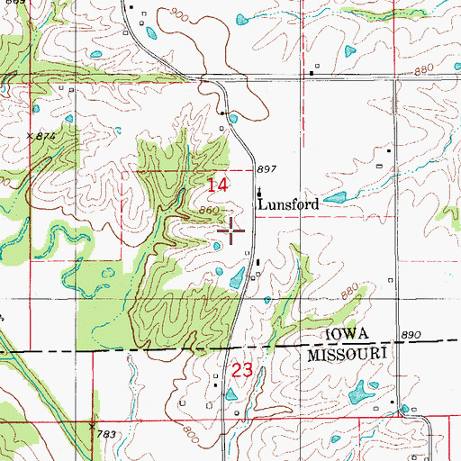 Topographic Map of Bridwell Cemetery, IA