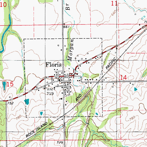 Topographic Map of Floris Park, IA