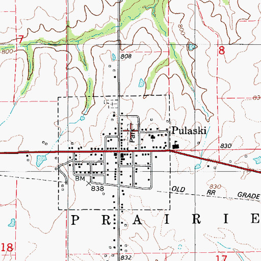 Topographic Map of Pulaski Park, IA