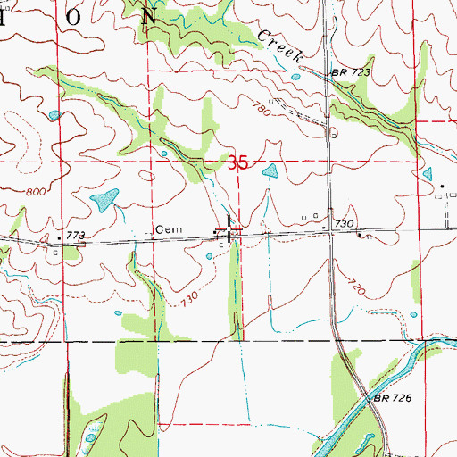 Topographic Map of Dover (historical), IA