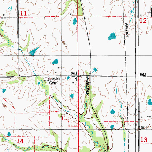 Topographic Map of Lewiston Post Office (historical), IA