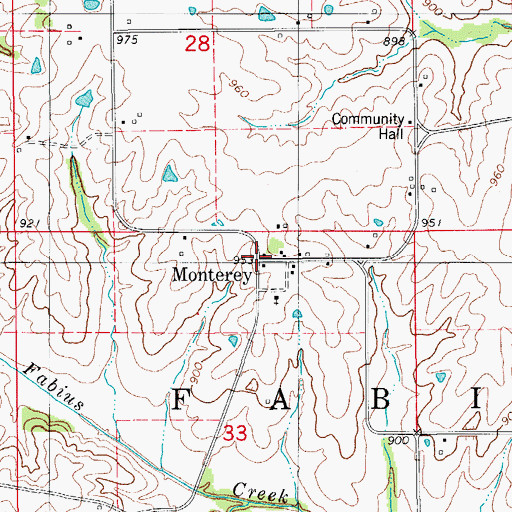 Topographic Map of Monterey Post Office (historical), IA