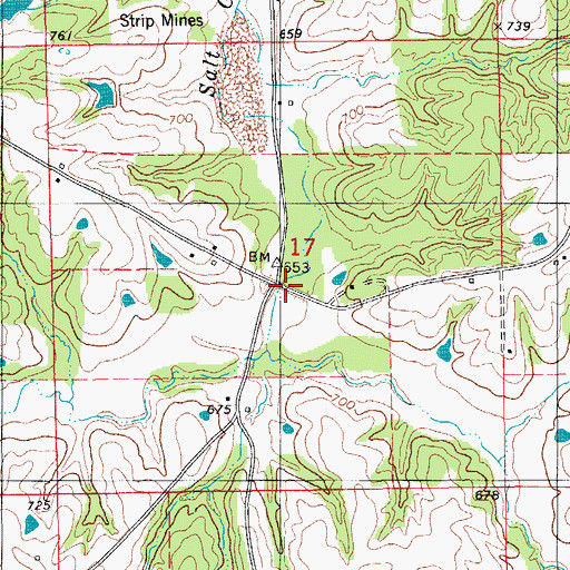 Topographic Map of Salt Creek Post Office (historical), IA