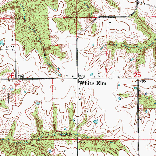 Topographic Map of White Elm Post Office (historical), IA