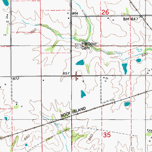 Topographic Map of Harbour Post Office (historical), IA
